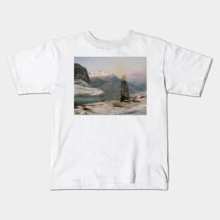 Winter at the Sognefjord by Johan Christian Dahl Kids T-Shirt